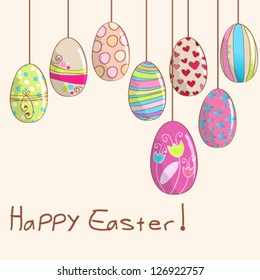 Vector cute hand drawn style beautiful floral Easter eggs illustration