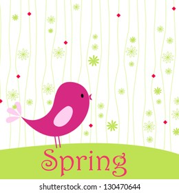 Vector cute hand drawn style spring bird illustration