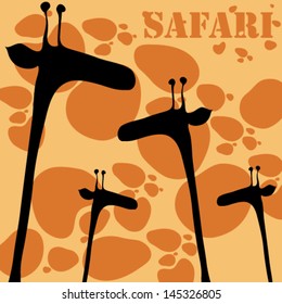Vector cute hand drawn style giraffes illustration