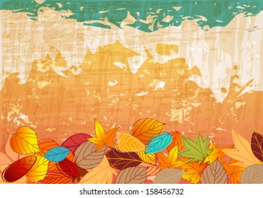 Vector cute hand drawn style illustration of autumn leaves