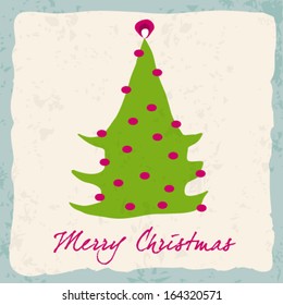 Vector cute hand drawn style Christmas greeting card with tree