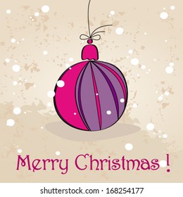 Vector cute hand drawn style Christmas greeting card with tree ornaments