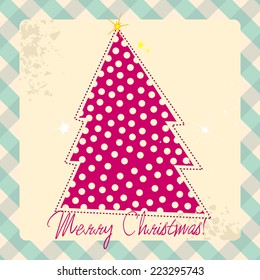 Vector cute hand drawn style Christmas greeting card with tree