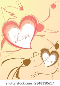 Vector cute hand drawn style floral romantic Valentine's Day background