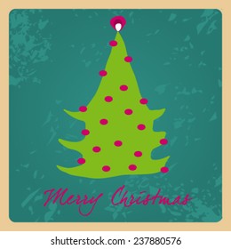 Vector cute hand drawn style Christmas greeting card with tree