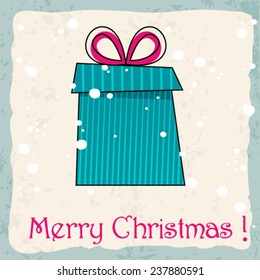 Vector cute hand drawn style Christmas greeting card with gift box