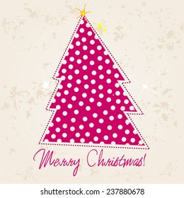Vector cute hand drawn style Christmas greeting card with tree