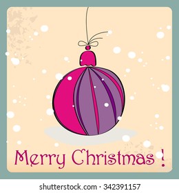 Vector cute hand drawn style Christmas greeting card with tree ornaments