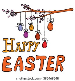 Vector cute hand drawn style beautiful Easter eggs illustration