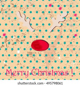 Vector cute hand drawn style Christmas greeting card with reindeer