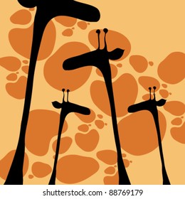 Vector cute hand drawn style giraffes illustration