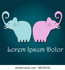 Vector cute hand drawn style elephants illustration