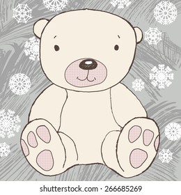 vector cute hand drawn teddy bear toy illustration