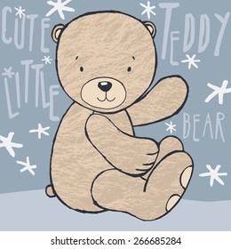 vector cute hand drawn teddy bear toy illustration