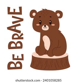 Vector cute hand-drawn poster with bear