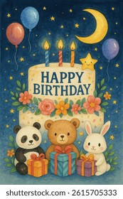 vector cute happy birthday cake