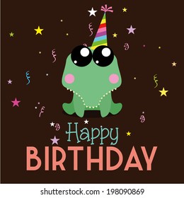 Vector Cute Happy Birthday Card Template Editable