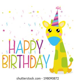 Vector Cute Happy Birthday Card Template Editable