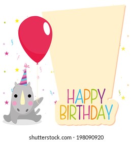 Vector Cute Happy Birthday Card Template Editable