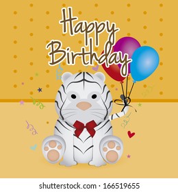 Vector Cute Happy Birthday Greeting Card With Text