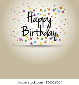 Vector Cute Happy Birthday Greeting Card With Text