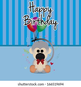 Vector Cute Happy Birthday Greeting Card With Text
