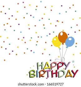 Vector Cute Happy Birthday Greeting Card With Text