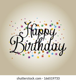 Vector Cute Happy Birthday Greeting Card With Text