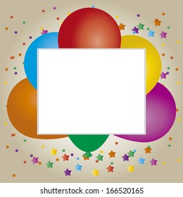 Vector Cute Happy Birthday Greeting Card With Balloons And Congfetti