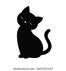 Vector un lindo gato negro feliz aislado en el fondo blanco