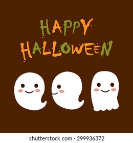 Vector Cute Happy Halloween design template 