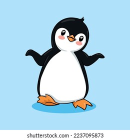 ilustración de icono de dibujos animados de pingüino alegre vectorial lindo. icono de naturaleza animal
