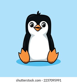 vector cute happy penguin cartoon icon illustration. animal nature icon