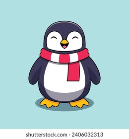 Vector lindo pingüino feliz con ilustración de dibujos animados
