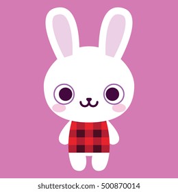 Vector Cute Happy Rabbit Isolated On White Background