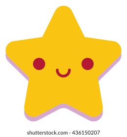 Vector Cute Happy Star Isolated On White Background