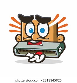 vector cute harmonica cartoon style