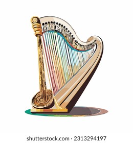 vector cute harp cartoon style