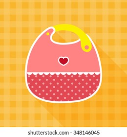 vector cute heart baby bib / flat icon