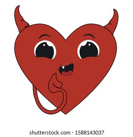 Vector cute heart with devil horns. Cute devil heart in kawaii style for Valentine's day.
EPS 10. 