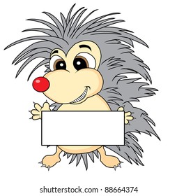 Vector of a cute hedgehog holding a blank sign