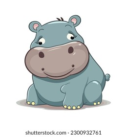 vector cute Hippopotamus cartoon style