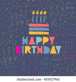 Vector cute hipster cake and handwriting type card background template