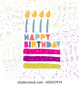 Vector cute hipster cake and handwriting type card background template