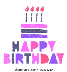 Vector cute hipster cake and handwriting type card background template