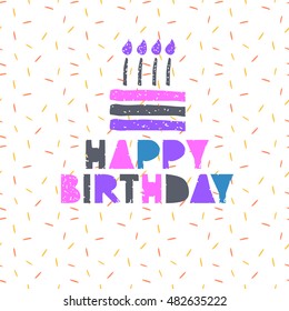 Vector cute hipster cake and handwriting type card background template