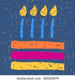 Vector cute hipster cake and handwriting type card background template