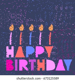 Vector cute hipster cake and handwriting type card background template