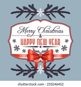 Vector cute holiday label with bow, background illustration