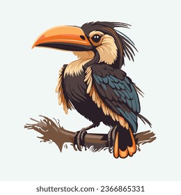 estilo de dibujos animados vectorial lindo hornbill